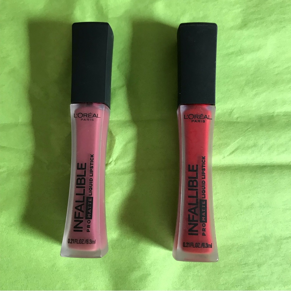 2 L'Oréal infallibility pro Matte Liquid Lipsticks 368 Matadors 362 Plum bum New